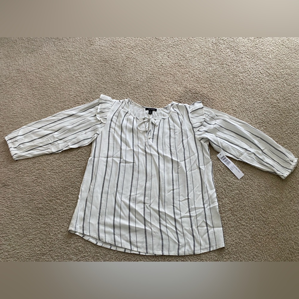 Tribal White and Black Striped Blouse